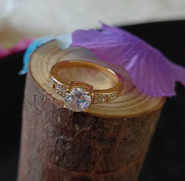 CZ_Gold_Plated_Solitaire_Crystal_Ring__-_FR_2523_For_Women_&_Girls