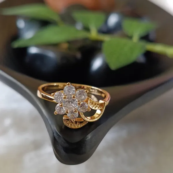 CZ_Gold_Plated_Floral_Finger_Ring-_FR_2542_For_Women_&_Girls