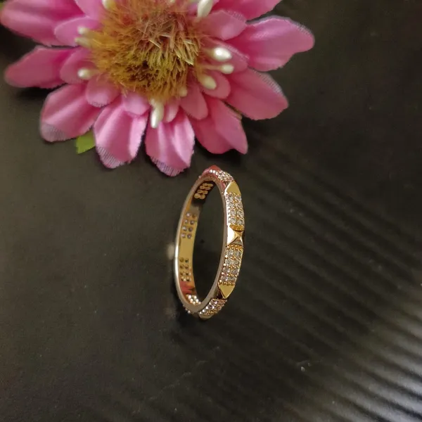 CZ_Gold_Plated_Pyramid_Finger_Ring-_FR_2532_For_Women_&_Girls