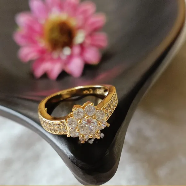 CZ_Gold_Plated_Round_Cut_Lotus_Design_Finger_Ring-_FR_2493_For_Women_&_Girls