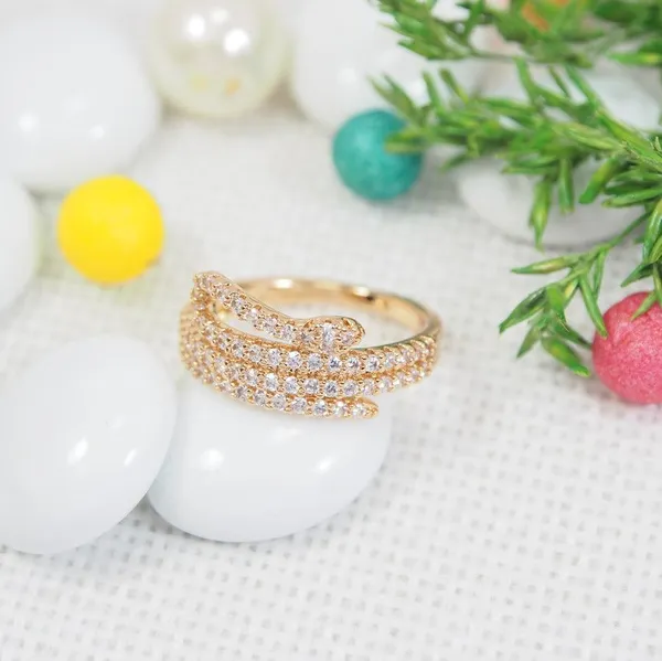 CZ_Gold_Plated_Snake_Shaped_Finger_Ring-_FR_4268_For_Women_&_Girls