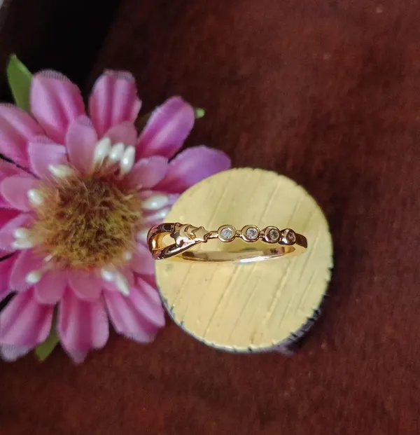 CZ_Gold_Plated_Star_Design_Finger_Ring-_FR_2543_For_Women_&_Girls
