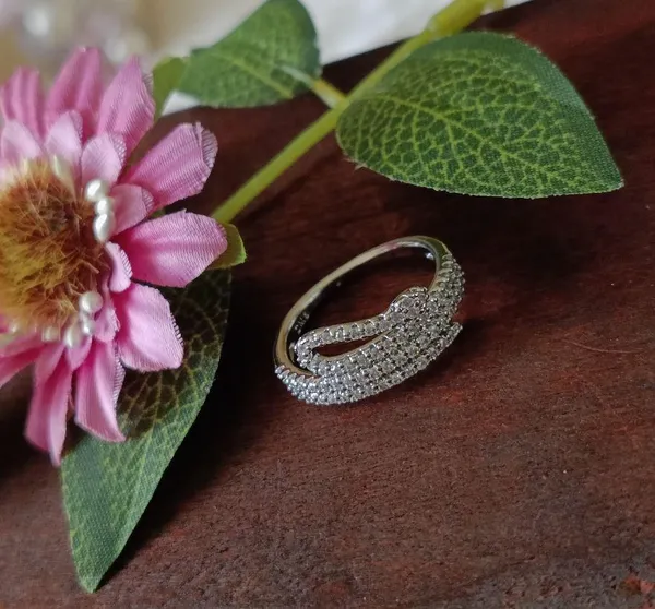 CZ_Silver_Plated_Snake_Shaped_Finger_Ring-_FR_2549_For_Women_&_Girls