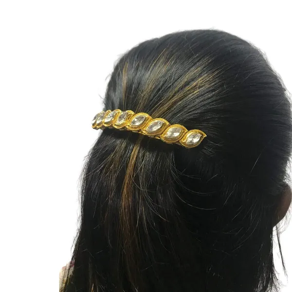 Designer_Brass_Hair_Clip_With_Glass_Stone_For_Women_&_Girls