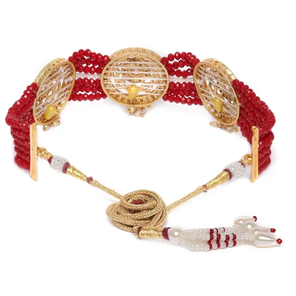Traditional_Red_Beaded_Choker_Necklace_Set_With_Earrings_For_Women_&_Girls