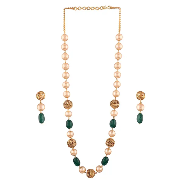 Elegant_Gold_Pearl_and_Green_Beaded_Necklace_Set_with_Matchi_For_Women_&_Girls