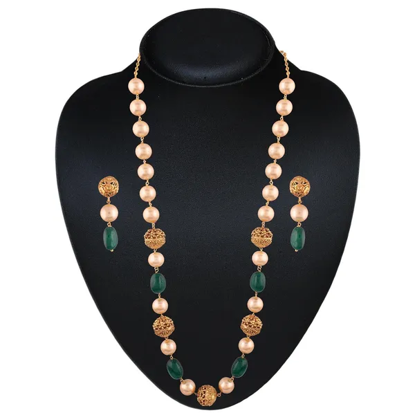 Elegant_Gold_Pearl_and_Green_Beaded_Necklace_Set_with_Matchi_For_Women_&_Girls