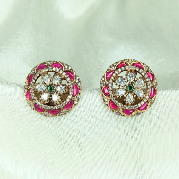 Elegant_Gold-Plated_Floral_Stud_Earrings_with_Emerald_Green_For_Women_&_Girls
