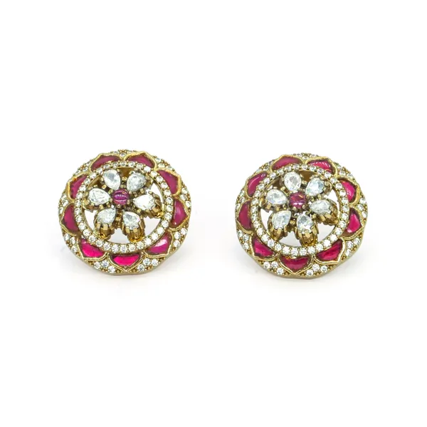 Elegant_Gold-Plated_Floral_Stud_Earrings_with_Emerald_Green_For_Women_&_Girls