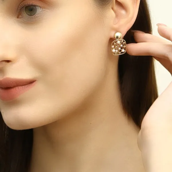 Elegant_Gold_Plated_Geometric_Pearl_Stud_Earrings_For_Women_&_Girls