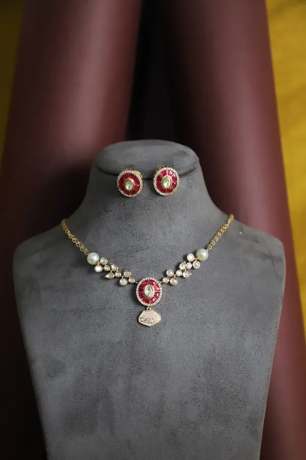 Elegant_Gold-Plated_Kundan_and_Pearl_Necklace_Set_with_Pink_For_Women_&_Girls