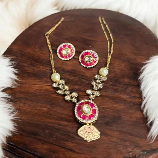 Elegant_Gold-Plated_Kundan_and_Pearl_Necklace_Set_with_Pink_For_Women_&_Girls