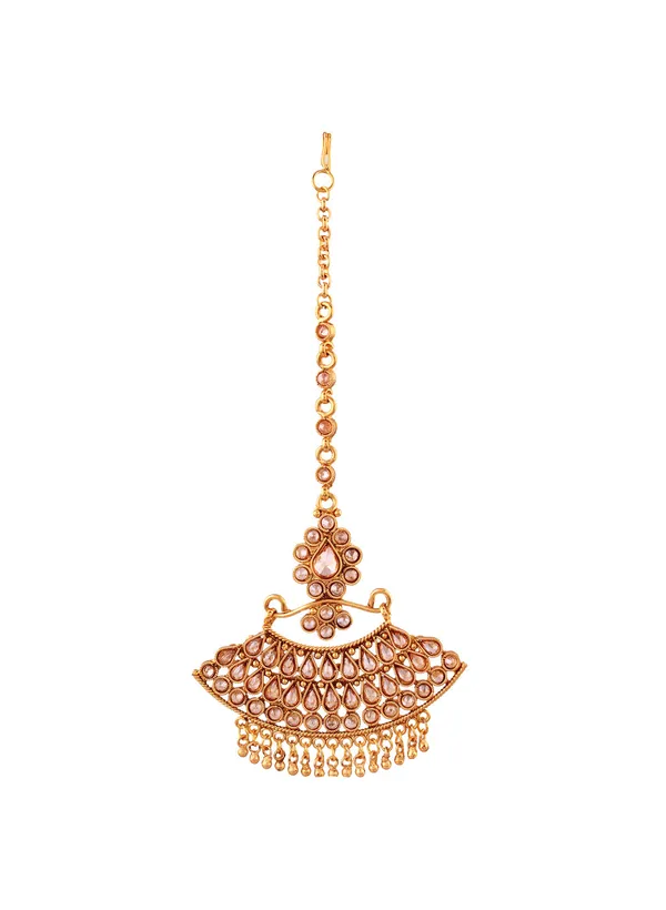 Elegant_Kundan_Maang_Tikka_with_Delicate_Pear-Shaped_Detaili_For_Women_&_Girls