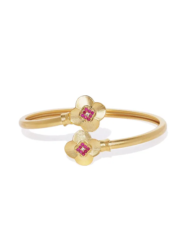 Elegant_Matte_Gold_Plated_Adjustable_Openable_Cuff_Bracelet_For_Women_&_Girls