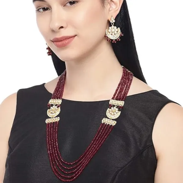 Elegant_Multi-Strand_Ruby_Bead_Necklace_Set_with_Kundan_and_For_Women_&_Girls