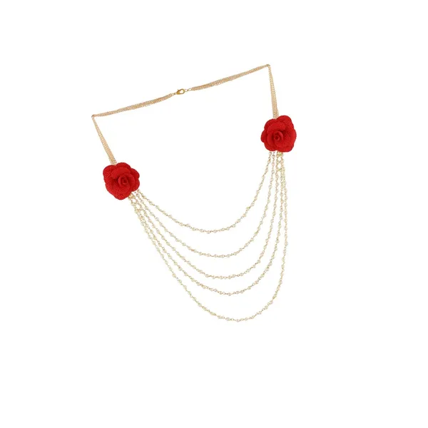 Elegant_Red_Rose_Multi-Strand_Pearl_Necklace_For_Women_&_Girls