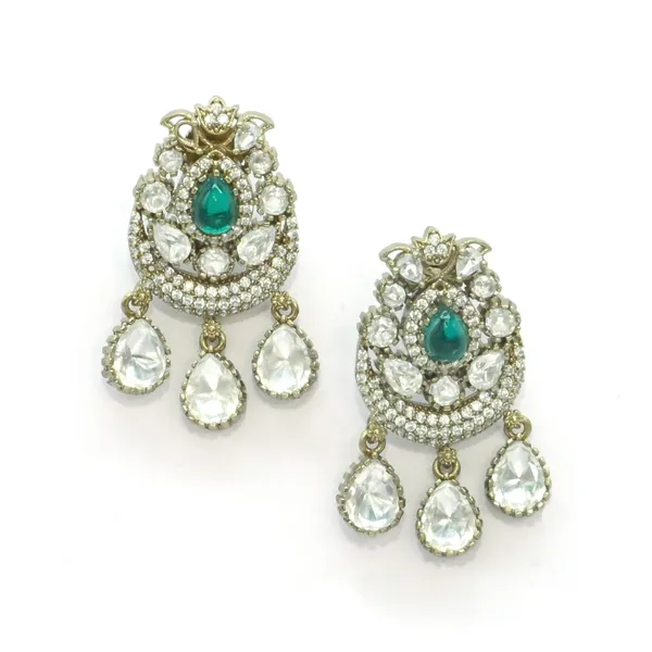 Elegant_Ruby_and_Crystal_Drop_Earrings_with_Triple_Tear-Drop_For_Women_&_Girls