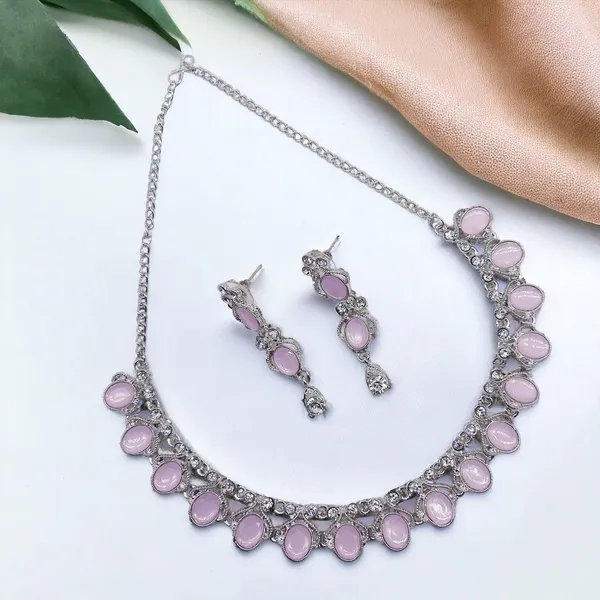 Elegant_Silver-Plated_Necklace_Set_with_Pink_Stones_For_Women_&_Girls