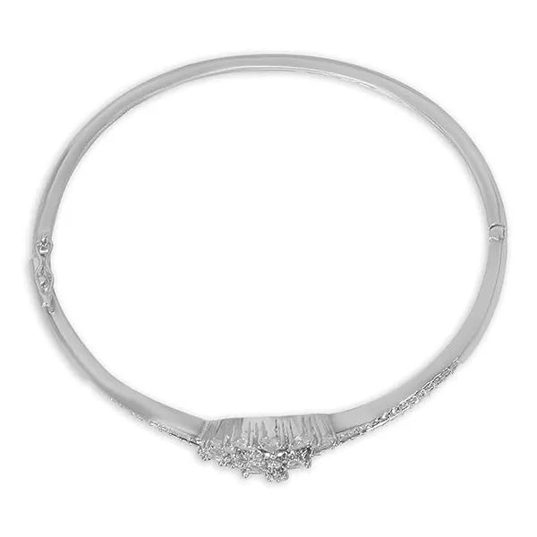Elegant_Sterling_Silver_Diamond-Studded_Bangle_Bracelet_For_Women_&_Girls