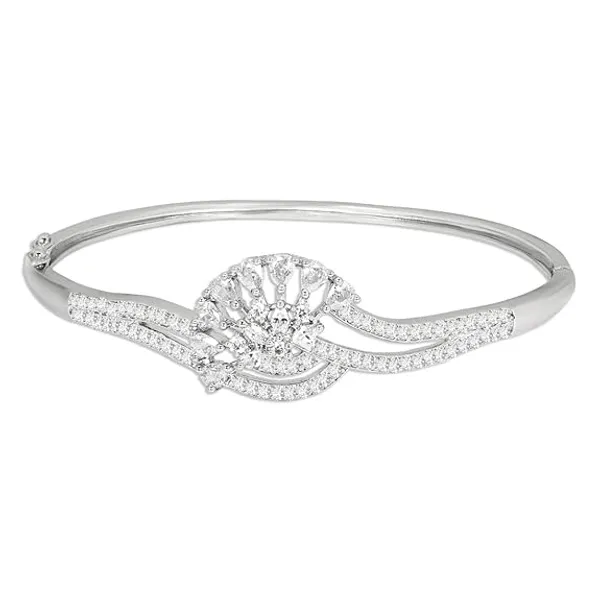 Elegant_Sterling_Silver_Diamond-Studded_Bangle_Bracelet_For_Women_&_Girls