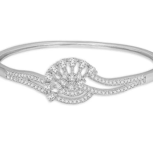 Elegant_Sterling_Silver_Diamond-Studded_Bangle_Bracelet_For_Women_&_Girls