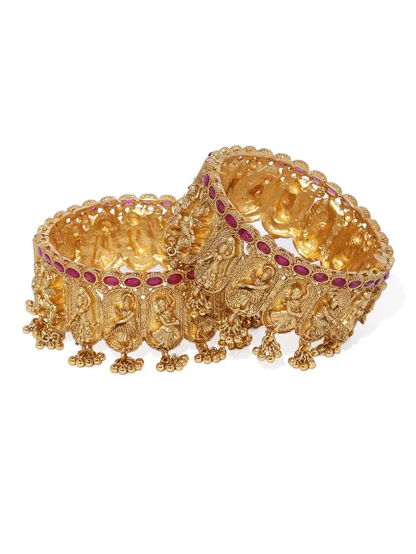 Exquisite_Gold-Plated_Temple_Design_Bangles_with_Ruby_Accent_For_Women_&_Girls