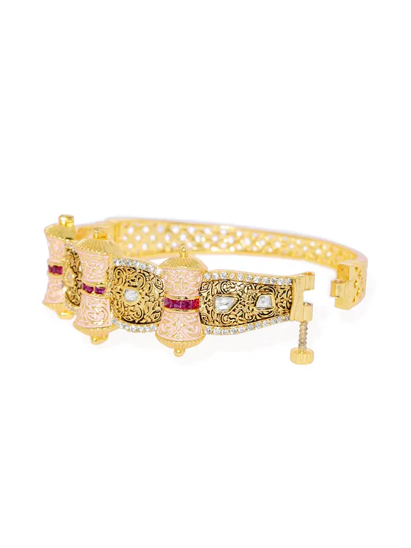 Exquisite_Gold-Plated_Temple_Design_brecelet_with_Ruby_and_Enamel_For_Women_&_Girls