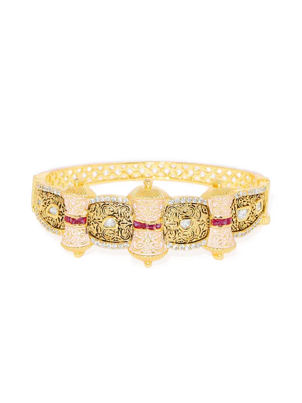 Exquisite_Gold-Plated_Temple_Design_brecelet_with_Ruby_and_Enamel_For_Women_&_Girls