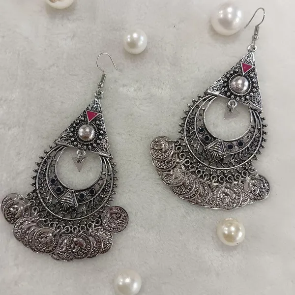 Silver_Plated_Triangle_And_Chandbali_Shaped_With_Charms_Fashion_Antique_Earring__1731_For_Women_&_Girls