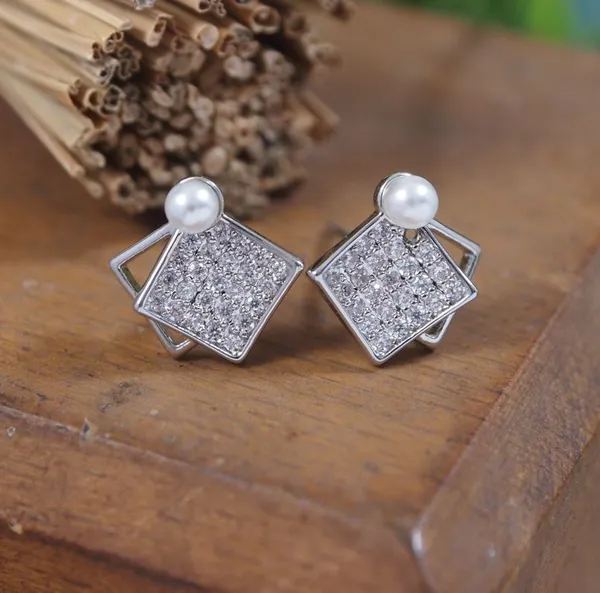 Korean_White_Stone_Square_Stud_Earring___5374_For_Women_&_Girls