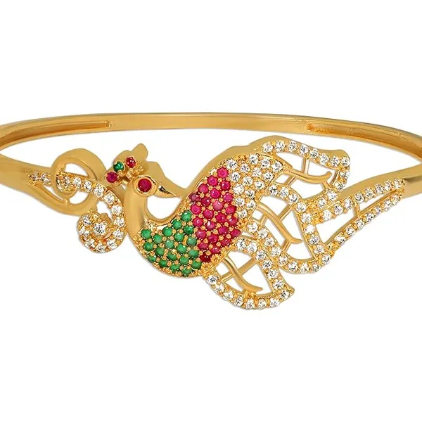 Gold_Plated_American_Diamonds_Studded_Peacock_Design_Handcra_For_Women_&_Girls