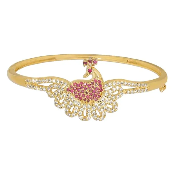 Gold-Plated_Bangle_Bracelet_with_Majestic_Peacock_Design_and_For_Women_&_Girls