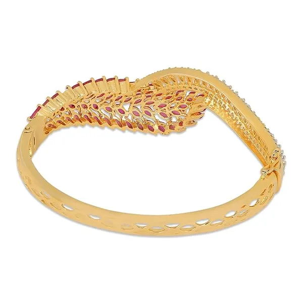 Gold-Plated_Bangle_Bracelet_with_Ruby_Marquise_and_White_Cry_For_Women_&_Girls