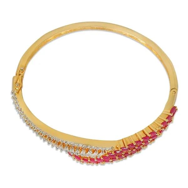 Gold-Plated_Bangle_Bracelet_with_Ruby_Marquise_and_White_Cry_For_Women_&_Girls