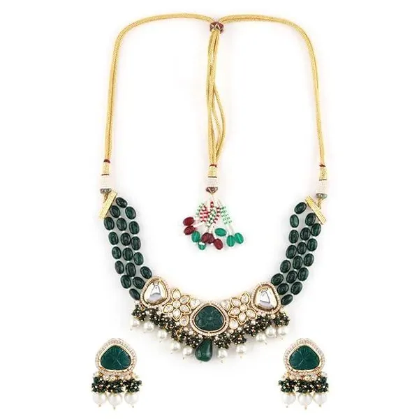 Gold-Plated_Beaded_Necklace_Earrings_Set_(Copy)_For_Women_&_Girls