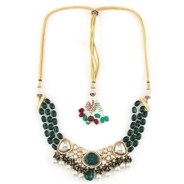 Gold-Plated_Beaded_Necklace_Earrings_Set_(Copy)_For_Women_&_Girls