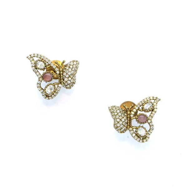 Gold-Plated_Butterfly_Design_Earrings_with_Pink_and_Crystal_For_Women_&_Girls