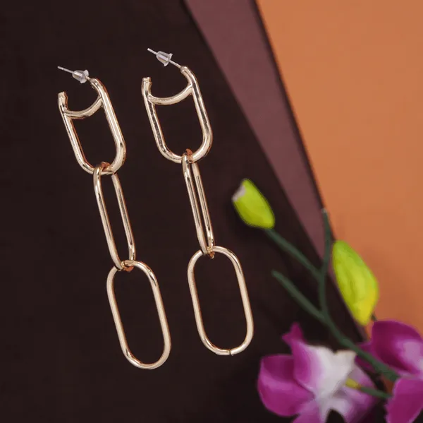 Gold_Plated_Chain_Link_Dangle_Western_Earring-WER_3805_For_Women_&_Girls