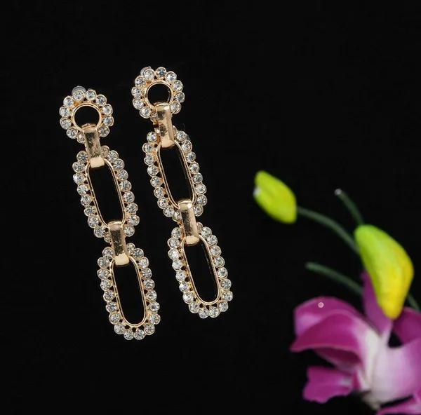 Gold_Plated_Chain_link_Western_Drop_Earring-WER_3387_For_Women_&_Girls