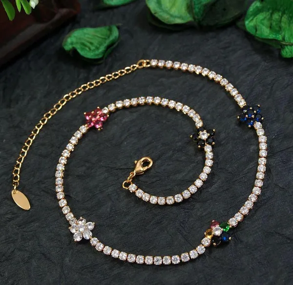 Gold_Plated_Colourful_Flower_Cubic_Zirconia_Necklace_-_CZNK_For_Women_&_Girls
