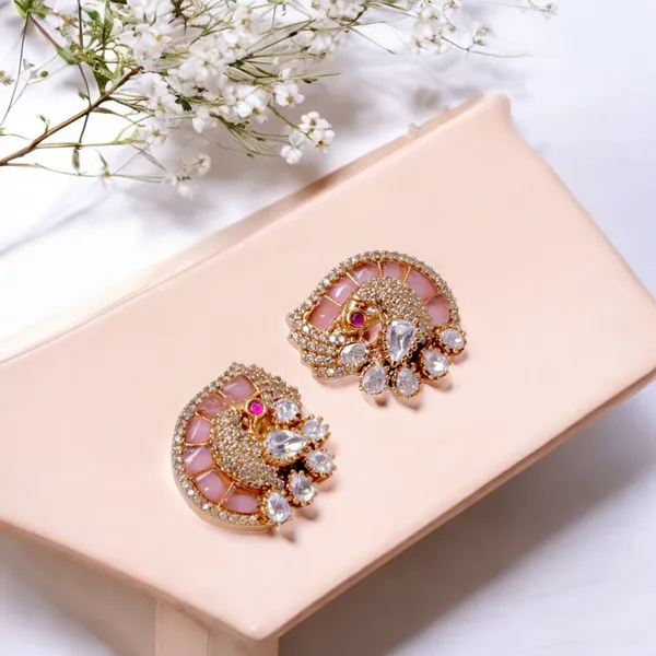 Gold-Plated_Crescent_Stud_Earrings_with_Emerald_Green_and_Cr_For_Women_&_Girls