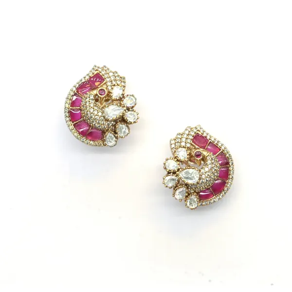 Gold-Plated_Crescent_Stud_Earrings_with_Emerald_Green_and_Cr_For_Women_&_Girls