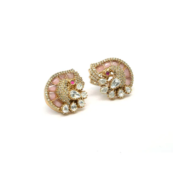 Gold-Plated_Crescent_Stud_Earrings_with_Emerald_Green_and_Cr_For_Women_&_Girls