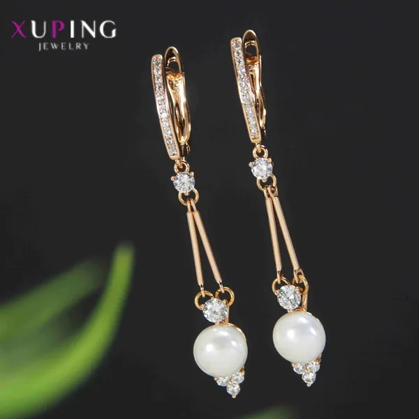 Gold_Plated_Cubic_Zicronia_Pearl_Long_Xuping_Earring-_XPNGER_4628_For_Women_&_Girls