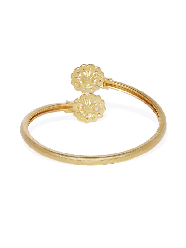 Gold_Plated_Cubic_Zirconia_Floral_Enamel_Cuff_Bracelet_For_Women_&_Girls