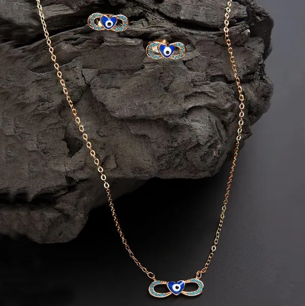 Gold_Plated_CZ_American_Diamond_Blue_Enamel_Heart_With_Infi_For_Women_&_Girls