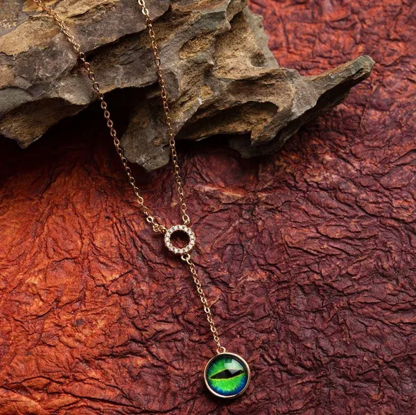 Gold_Plated_CZ_American_Diamond_Green_Shell_Designed_Evil_E_For_Women_&_Girls