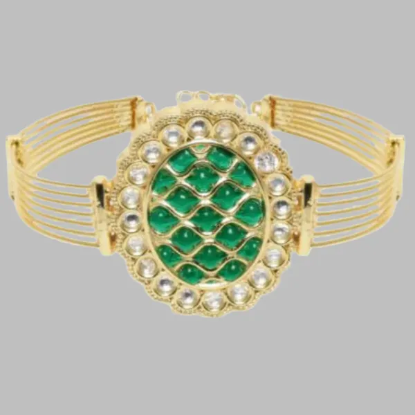 Gold_Plated_Designer_Kundan_&_AD_Stone_Studded_Emerald_Bracelet_Freesize_For_Women_&_Girls