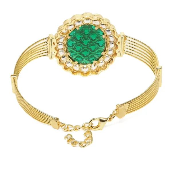 Gold_Plated_Designer_Kundan_&_AD_Stone_Studded_Emerald_Bracelet_Freesize_For_Women_&_Girls
