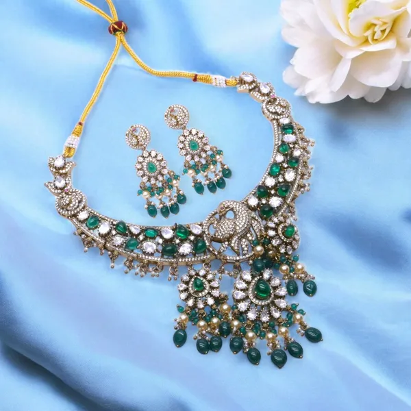 Gold-Plated_Elephant_Motif_Bridal_Necklace_Set_with_Ruby_and_Pearl_Accents_For_Women_&_Girls